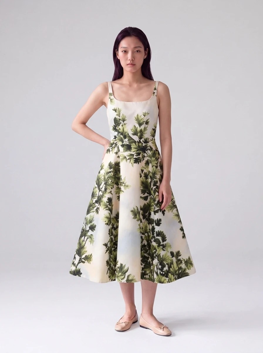 Maple Leaves Faille Dress